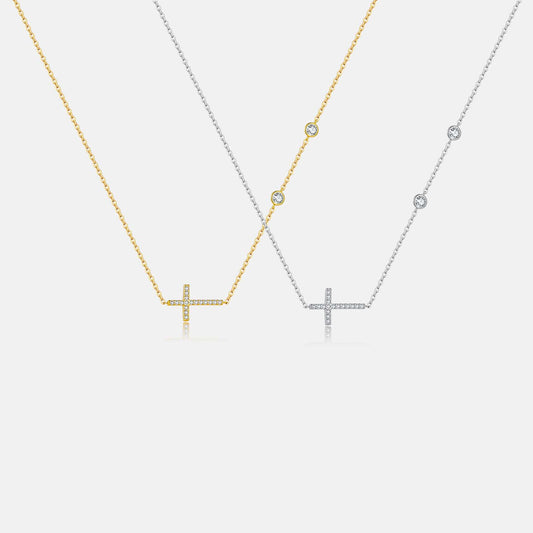 Special-interest Design 18k Golden Cross S925 Silver Necklace