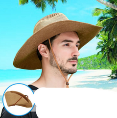 Breathable Mesh Big Brim Straw Hat Men's Outdoor Sun Protection