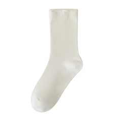 Women's Spring And Summer Cotton Socks Solidcolor Mid-calf Length