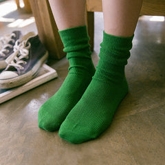 Candy Color Bunching Retro Vertical Stripes Outer Wear Mid-calf Length Socks