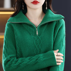 Autumn And Winter Heavy Thickening High Collar Woolen Sweater Women