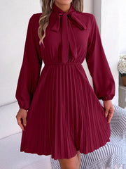 Women's Lace Up Waist-controlled Long Sleeves Dress