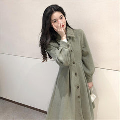 Women's French-style Retro Mid-length Waist Slimming Woolen Skirt Coat