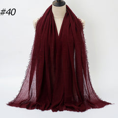 Pure Color Pleated Cotton Scarf Cotton And Linen Scarf