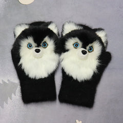 Winter Women's Plush Cartoon Animal Gloves