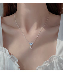 S999 Pure Silver Flower Necklace For Women Summer