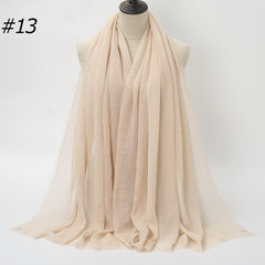 Pure Color Pleated Cotton Scarf Cotton And Linen Scarf