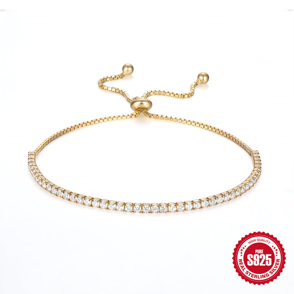 S925 Sterling Silver Fashionable All-match Elegant Single Row Tennis Zircon Women's Bracelet