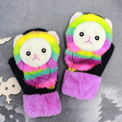 Winter Women's Plush Cartoon Animal Gloves