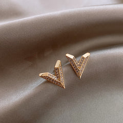 Sterling Silver Needle Original Design V Ear Studs