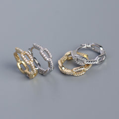 S925 Sterling Silver INS Niche Chain Diamond-studded Design Earrings