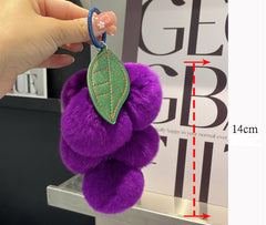 Real Rex Rabbit Hair Grape Car Key Ring Pendant