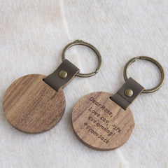 Acacia Wood Circular Keychain With Laser Capability