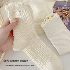 Women's Spring And Summer Cotton Socks Solidcolor Mid-calf Length