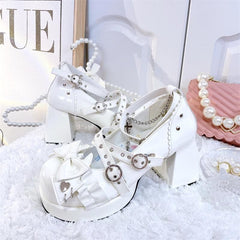 Lolita Sweet Hot Girl Waterproof Platform High Heels Bow