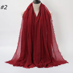 Pure Color Pleated Cotton Scarf Cotton And Linen Scarf