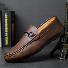 Casual Men's Solid Color Synthetic Leather Shoes