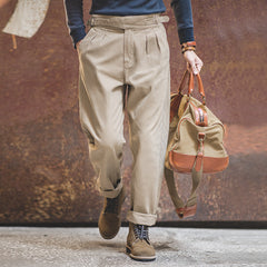 Men's Retro High Waist Straight Cargo Pants