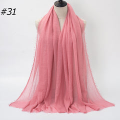 Pure Color Pleated Cotton Scarf Cotton And Linen Scarf