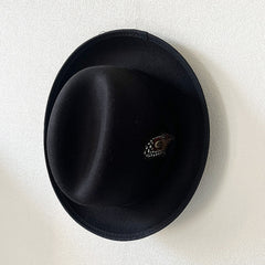 High-grade Fabric Handmade Feather Felt Cap Men's Hamburger Hatband Lining