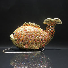 Goldfish Rhinestone Handmade Diamond Clutch For Women