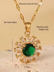 Emerald Sunflower Necklace, Women's Light Luxury Style, High Grade, Collar Chain, Fashion Neckchain