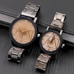 Fashion Gear Compass Turntable Steel Watch Men And Women Couple Watches