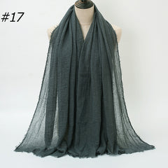 Pure Color Pleated Cotton Scarf Cotton And Linen Scarf