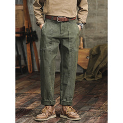 Retro Army Green Casual Pants Men's Loose Straight Cargo Pants