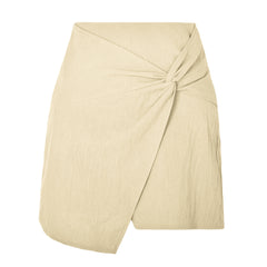 Women's High Waist Cotton And Linen Twisted Skirt