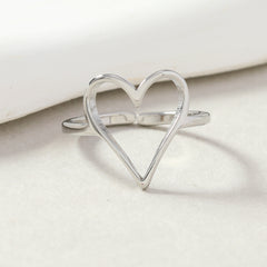 Fashion Stainless Steel Cutting Heart-shaped Open Ring