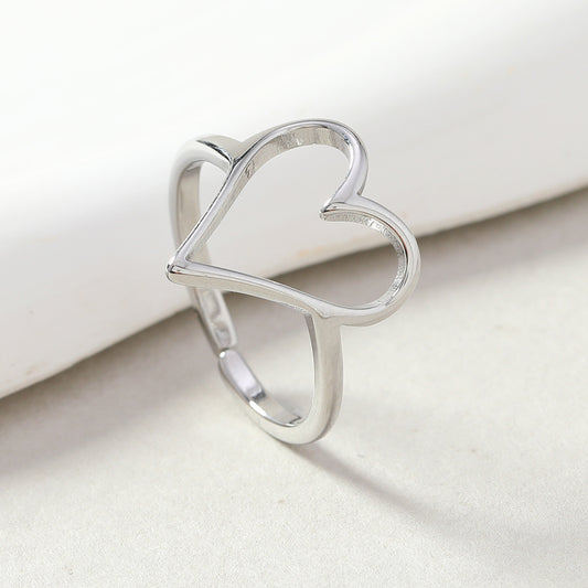 Fashion Stainless Steel Cutting Heart-shaped Open Ring