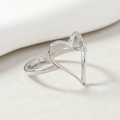 Fashion Stainless Steel Cutting Heart-shaped Open Ring