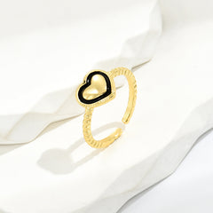 Fashion Black Heart-shaped Open Ring Women