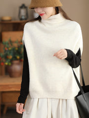 Women's Fashion Pullover Sleeveless Turtleneck Knitting Sweater