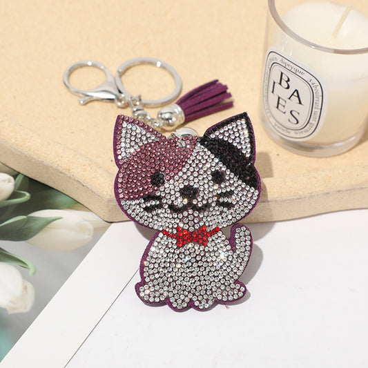 Classic Cartoon Cat Hot Rhinestone Keychain Fashion