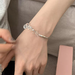 Women's Sterling Silver Natural White Crystal Bracelet