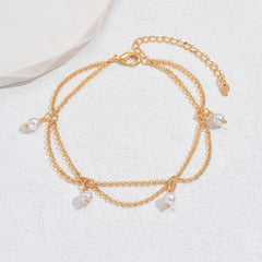 Hexagonal Star With Pearl Anklet Elegant High-grade Design Light Luxury