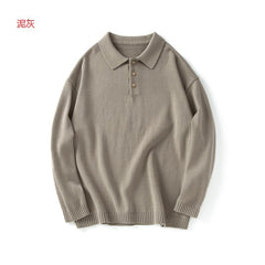 Japanese-style Retro Basic Polo Collar Sweater Loose All-matching