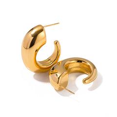 18K Gold C-shaped Geometric Minimalist Titanium Steel Earrings