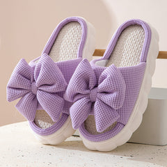 Solid Color Three-dimensional Bow Four Seasons Home Toe Baring Sandal