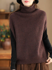 Women's Fashion Pullover Sleeveless Turtleneck Knitting Sweater