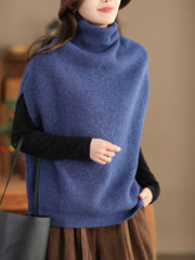 Women's Fashion Pullover Sleeveless Turtleneck Knitting Sweater