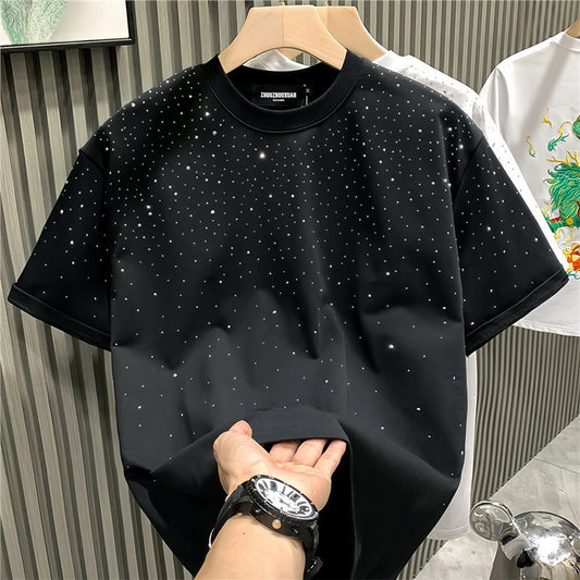 Fashion Men's T-shirt Niche Starry Hot Drilling