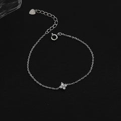 S925 Sterling Silver Diamond Four-leaf Clover Bracelet