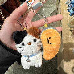 Magnetic Cute Puppy And Bone Kitten And Fish Couple Keychain