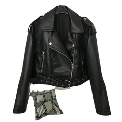 Spring And Autumn Women's Two-color Washed Leather Worn Motorcycle European And American Style Jacket Leather Coat Coat