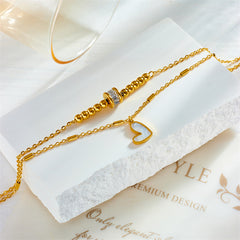 Multi-layer Twin Love Pendant Parts Chain Anklet