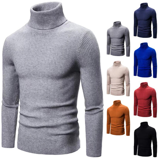 Men's Solid Color Turtleneck Sweater Slim Fit Sweater