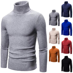 Men's Solid Color Turtleneck Sweater Slim Fit Sweater